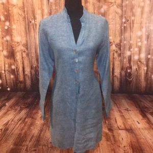 Shell button green shirt Island dress